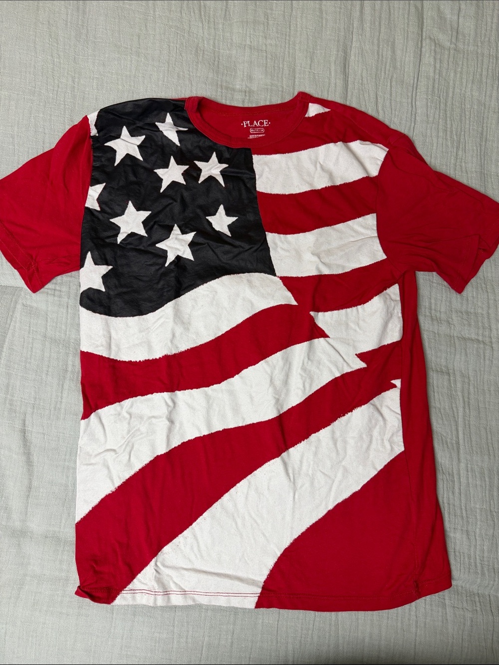 The Children's Place Red American Flag Print Short Sleeve Tee